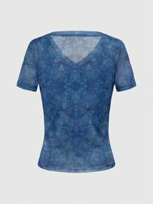 ROMWE J-Fashion Y2K Vintage-Style Peace Sign Rhinestone Decor Hippie T-Shirt - Multicolor - View 2