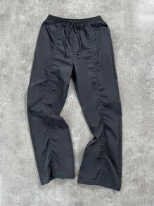 SHEIN Kids Tween Boys' Casual, Versatile, Comfortable Pleated, Tapered, Loose, Straight Leg Solid Woven Trousers Suitable For Commuting, School, Casual, Holiday, Vacation, Sports, Spring, Summer, Fall, Winter - Grey - View 2