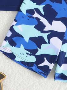 2pcs Baby/Baby Boy Printed Swim Trunks & Swimsuit Set - Multicolor - View 3