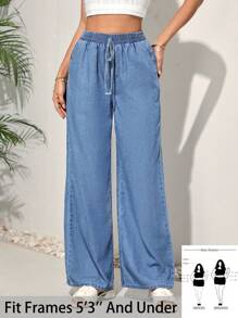 SHEIN PETITE CURVE Plus Size Women's Casual Straight-Leg Jeans Summer,Vacation Outfits Woman,Easter,Spring,Western,Office Outfits For Women,Rave Outfits,Baby Shower Dress,Cottagecore,Country Outfits Women, Chic,Baggy Jeans Women,Flowy Pants