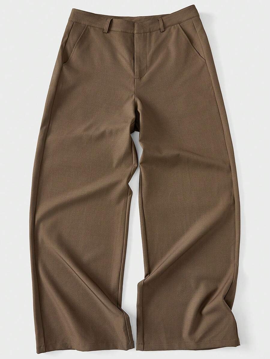 SHEIN Forever 21 Men's Business Office, Loose Fit Formal Trousers/Spring Old Money Style/Loose Trousers/Office Wear/Formal/Western/Cocktail Party/Basic/Valentine's Day Wear/Elegant/Casual/Vintage