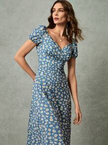 Poéselle 1 pieza Vestido casual de mujer de manga corta, de moda para el verano