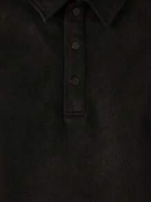 Camisa polo premium Sudette de ajuste oversize, de manga corta, casual, deportiva, diseño contemporáneo, ropa urbana y esencial para hombres, colección primavera verano - Negro - Ver 4