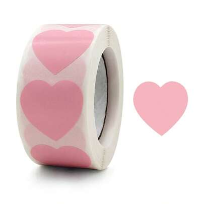 500 stuks/rol roze hartvormige etikettenstickers voor de terug naar school