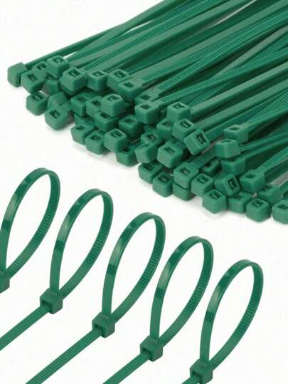 SHEIN 100pcs/200pcs Green Self-Locking Cable Ties, 3.93 Inch Heat Resistant Household Installation Fastening Accessories For Home Decoration, Valentine Day, Gift
