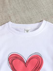 SHEIN Tween Girls Cap Sleeve Crew Neck Top & Solid Color Pants 2 Pieces Set - Hot Pink - View 3