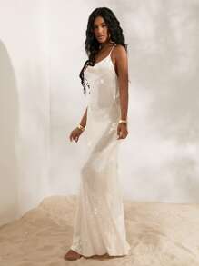 Opulessa Solid Color Knit Halter Bodycon Dress For Women, Sequin Backless Dress, Ew Year Look, Thanksgiving Outfits, Elegant Dresses Party, Luxury Evening Dresses For Weddings, Sexy Club Outfits