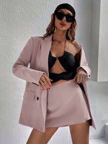 Aveloria Modichic 纯色双排扣长袖西装外套，简约时尚