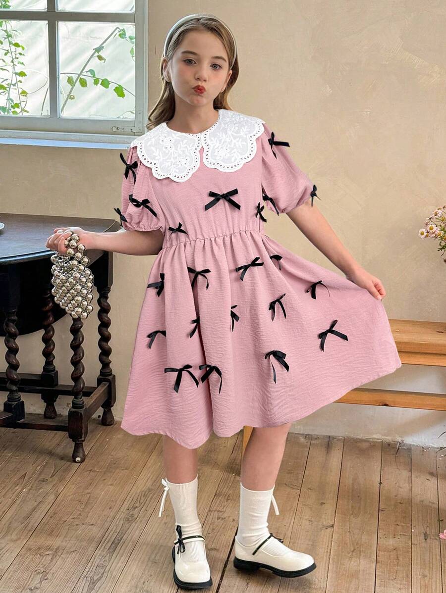 LMoss Kids LMoss Tween 女童连衣裙 - 藕粉色 - 查看 1