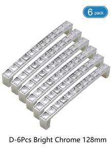 1pc/6pcs puxadores de gaveta de cristal, alças de metal transparentes quadradas de diamante, botões sólidos de furo duplo para armário de vinho, guarda-roupa, armário com parafusos, espaçamento de furo de 64 mm/96 mm/128 mm, ferragens para móveis