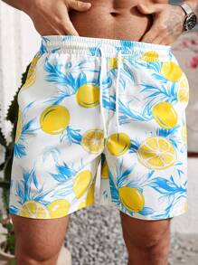 Manfinity VDAYZ Men's Lightweight Full Print Beach Shorts, Drawstring Waistband, Sports, Casual, Travel, Quick Dry, Summer, Lemon Typical Mediterranean Elements Men Swim Trunks Men Swim Trunks Men Swim Trunks Matching Men Two Pieces Summer Men Summer Outfits Two Pieces Swim Trunks Men Matching Men Swim Trunks Bathing Suit,Hawaiian