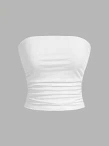 SHEIN EZwear 3件套女士休闲褶皱露脐吊带背心套装 - 彩色 - 查看 4