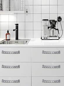 1pc/6pcs puxadores de gaveta de cristal, alças de metal transparentes quadradas de diamante, botões sólidos de furo duplo para armário de vinho, guarda-roupa, armário com parafusos, espaçamento de furo de 64 mm/96 mm/128 mm, ferragens para móveis