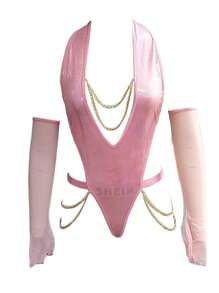 AltCore 3pcs Set Music Festival Sexy Cut-Out Back Chained Jumpsuit For Women