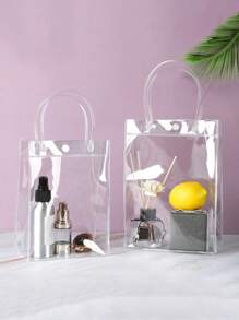 5pcs/Set Transparent Soft Pvc Gift Bag With Handle And Ring For Packaging, Cosmetic Bag - Multicolor - View 8
