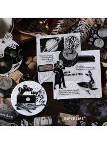 SHEIN 20 piezas Libro de pegatinas de decoración de papel japonés, libro de pegatinas de decoración para mascotas, pegatinas vintage para manualidades y decoración de scrapbooking - Multicolor - Ver 9