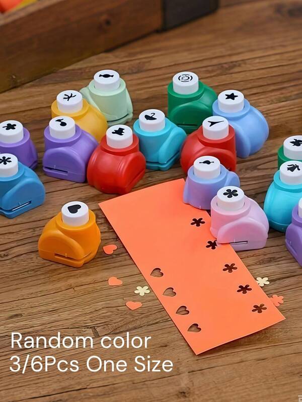3/6pcs Mini Embossing Punch Set, Mixed Color(Random Pattern), Creative Portable Paper Cutting & Embossing Tools For DIY Scrapbooking, Greeting Cards, And Journal Decoration Gifts, New Year Gifts Crafts,Arts And Crafts Kit,Games For 3 Hole Punch