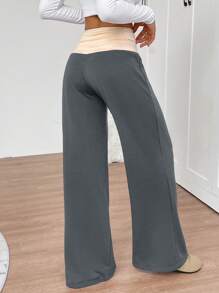 INAWLY Women's Casual Colorblock Splice Low Waist Wide Leg Sweatpants Graduation,Back To School Outfits,Graduation,Teacher Outfits For Women,Back To School - Multicolor - View 2