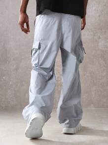 SUMWON Ultra-Wide Parachute Cargo Pants Performance Loose Fit Technical Streetwear Elastic Drawstring Festival Athletic Urban Fashion Bottoms
