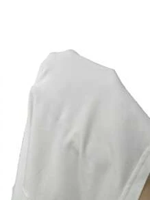 Franclia 女士圆领短袖休闲纯色褶皱荷叶边灯笼袖 T 恤夏季 - 白色 - 查看 4
