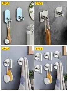 6/2 件强力粘性墙钩、自粘挂钩、毛巾架挂钩、衣帽架、钥匙扣、浴室厨房储物五金配件、不锈钢、重型毛巾钩、无需钻孔的衣架、强力防水挂钩、浴帘钩、壁挂式、毛巾架、墙壁挂钩、用于在卧室悬挂浴袍海绵、适用于淋浴间、教室、车库、公寓、大学宿舍、橱柜、冰箱、收纳盒 - 彩色 - 查看 8