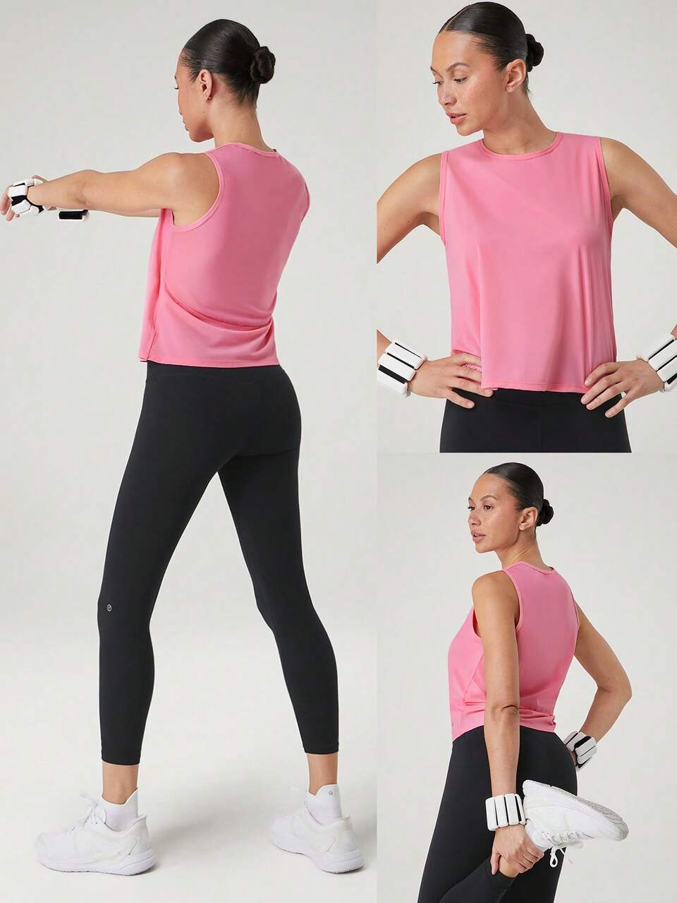 Lightweight Quick-Dry Mesh Back Round-Neck Tank Top Medium Impact Running Jogging Training Gym Workout