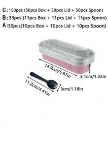 SHEIN 30pcs(10pcs Box + 10pcs Lid + 10pcs Spoon) Rectangular Covered Baking Packaging Boxes, Creative Minimalist Practical Multi-Functional Large Capacity Dessert Boxes, Suitable For Grilled Cheese, Sweet Potato, Sushi, Baked Durian, Bread, Dessert Shop, Restaurant, Kitchen, Home, Party, Wedding, Graduation, Halloween, Christmas