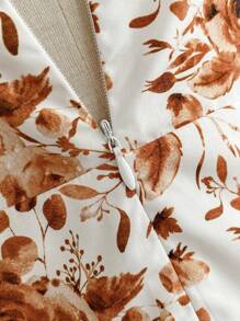 Soleia 女士 V 领绑带花卉扎染印花迷你连衣裙，度假/夏季/春季