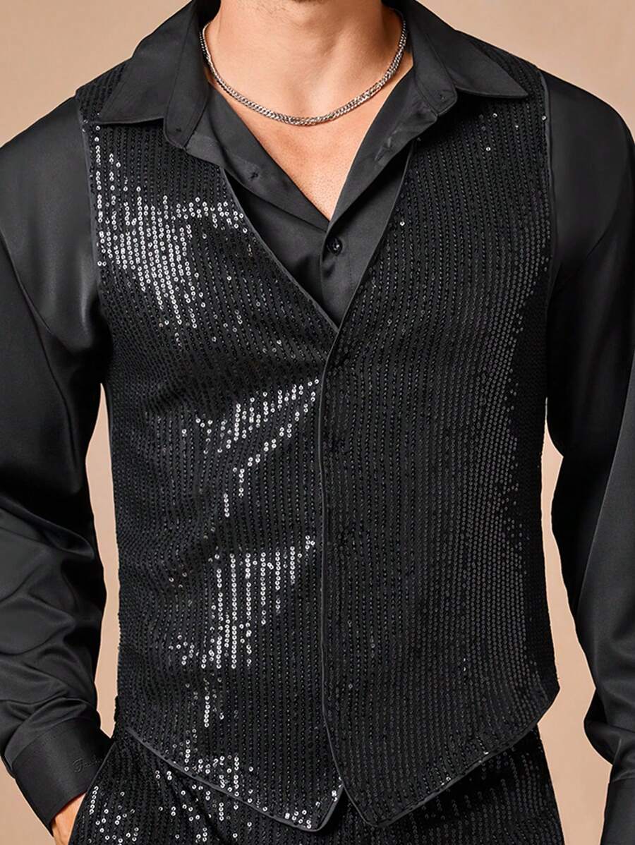 Manfinity VCAY Men's Woven Fashionable Casual Slim Fit Sleeveless Suit Vest - White - View 1