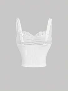 SHEIN MOD 女士白色蕾丝边吊带背心，邮轮女装，万圣节服装，秋季女装，性感上衣，秋季上衣，邮轮女装 - 白色 - 查看 2