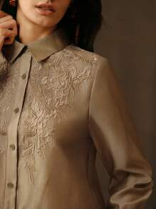 Anewsta قميص نسائي بأكمام طويلة مطرز بطراز صيني قديم، مناسب للربيع، المناسبات، والوضع الكاجوال للعمل