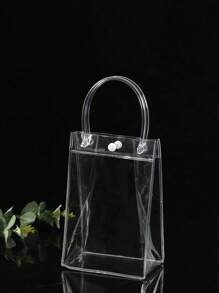 5pcs/Set Transparent Soft Pvc Gift Bag With Handle And Ring For Packaging, Cosmetic Bag - Multicolor - View 10