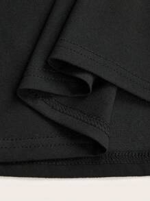 INAWLY 2 件套女士字母印花短袖上衣和短裤 - 黑色 - 查看 4