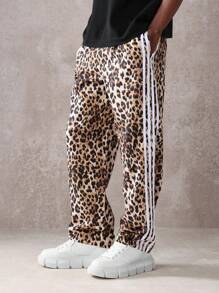 SUMWON 奢华豹纹运动裤，侧条纹设计，极致舒适，街头潮流，运动裤，现代都市时尚，运动服饰 - 彩色 - 查看 4