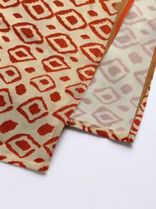 Breezaya 女士系带波西米亚几何 A 字长款度假连衣裙 - 橘色 - 查看 7