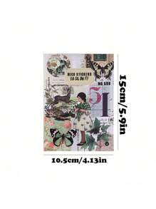 SHEIN 20 piezas Libro de pegatinas de decoración de papel japonés, libro de pegatinas de decoración para mascotas, pegatinas vintage para manualidades y decoración de scrapbooking - Multicolor - Ver 3