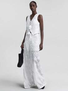 Ontre 2022 New Comfortable Casual Style 3D Floral Fabric White Women's Pants, Casual Comfortable Daily Wear, Spring, Beach/Holiday Bohemian Style, Summer Ins Influencer Same Style, Exotic Atmosphere, Country Music Festival, Western Style, High-Quality Comfortable Fabric