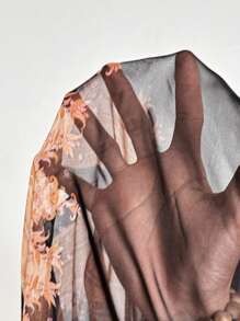 EMERY ROSE Women's I-Sheer Woven Fabric Lightweight Jacket With V Neck, Half Sleeves, And Asymmetrical Hem - Black - View 9