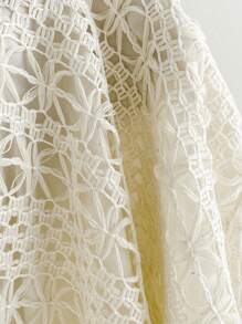 Soleia Women's Vacation Spaghetti Strap Mini Dress, Backless Tie-Up A-Line Dress, Vacation Textured Crochet Mesh, Summer Outfit - Apricot - View 8