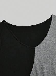 SHEIN LUNE 大码休闲宽松拼布背心和短裤两件套