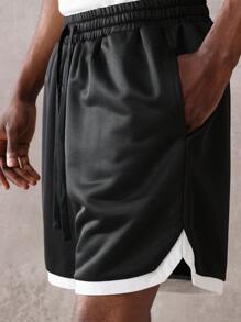 SUMWON Performance Basketball Training Shorts Athletic Gym Workout Running Shorts With Contrast Trim Lightweight Breathable Active Wear - Black - View 6