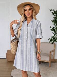 EMERY ROSE Women Short Sleeve Simple Casual Mini Dress, Suitable For Summer