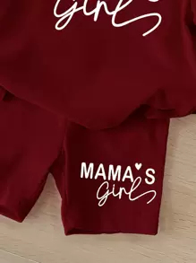 SHEIN LMoss Kids 2 件套年轻女孩休闲简约短袖上衣和短裤，适合夏季 - 白色 - 查看 4