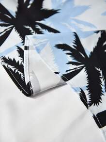 Manfinity RSRT Bộ 2 áo sơ mi tay ngắn in hình cây dừa đi nghỉ mát cho nam và quần short, trang phục đi nghỉ, trang phục ấm áp - Màu xanh lam - Xem 6