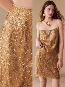 MOTF PREMIUM Falda recta con lentejuelas
