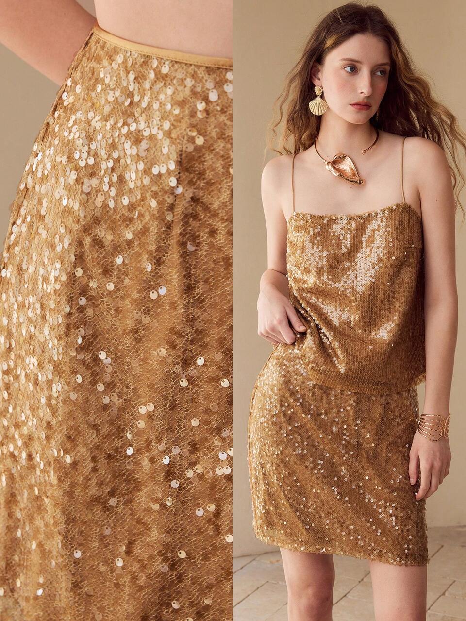 SEQUIN STRAIGHT SKIRT