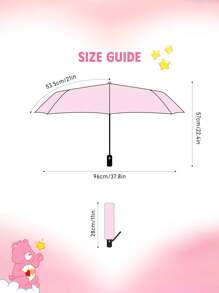 SHEIN X Care Bears 1pc Cute Cartoon Rainbow Heart Pink Bear Printed Automatic Opening And Closing Umbrella, Comes With Sunscreen Function, Suitable For School, Work, Outings, And Daily Use, Suitable For College Students, High School Students, And Women - Pink - View 10