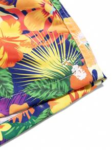 Surfspeed Men's Tropical Plant Print Drawstring Waist Beach Shorts - Multicolor - View 3
