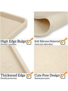 1pc Silicone Paw Detail Pet Placemat Dog Pads With Raised Edges Are Used To Prevent Spills Food&Water Cat MATS Protect The Floor Christmas For Holiday Gift Giving