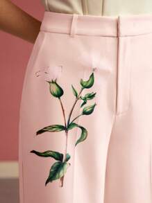 MOTF PREMIUM FLORAL PRINT PRESS CREASE SUIT PANTS - Coral Pink - View 2